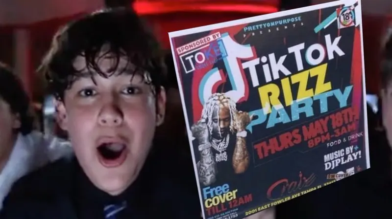 Kids chanting in a TikTok Rizz Party style group video