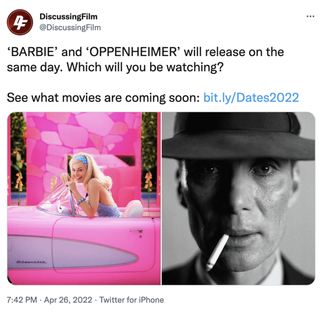 Barbie vs Oppenheimer meme