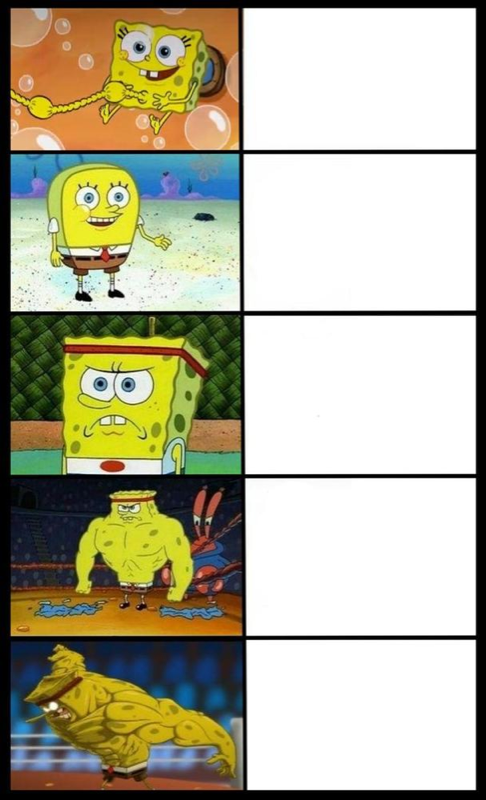 Increasingly Buff SpongeBob meme