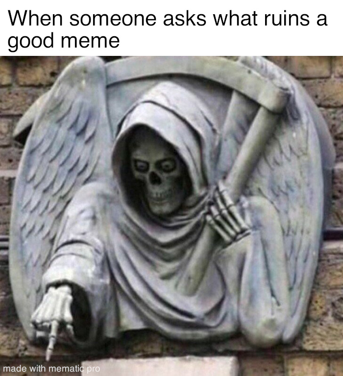 Pointing Grim Reaper Statue meme