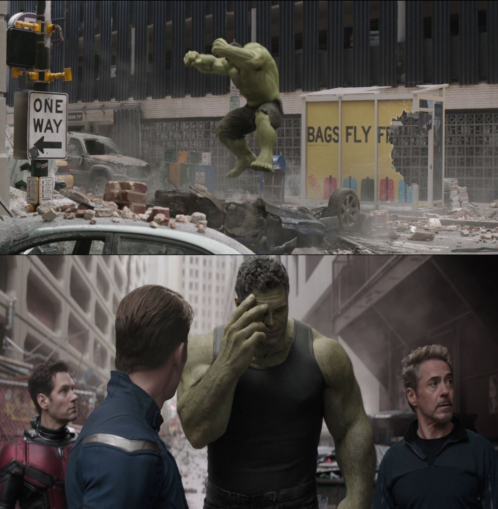 Regretful Hulk meme