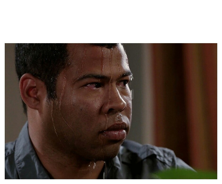 Sweating Jordan Peele meme example