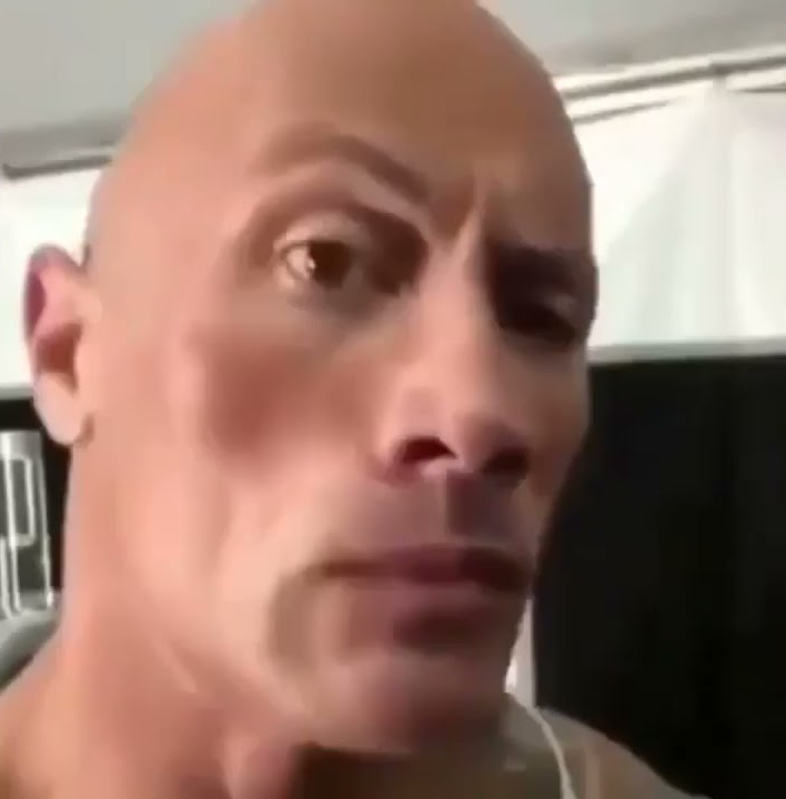 Skeptical raised-eyebrow reaction, The Rock style