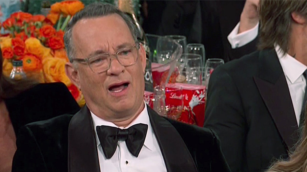 Tom Hanks' Golden Globe Grimace meme example